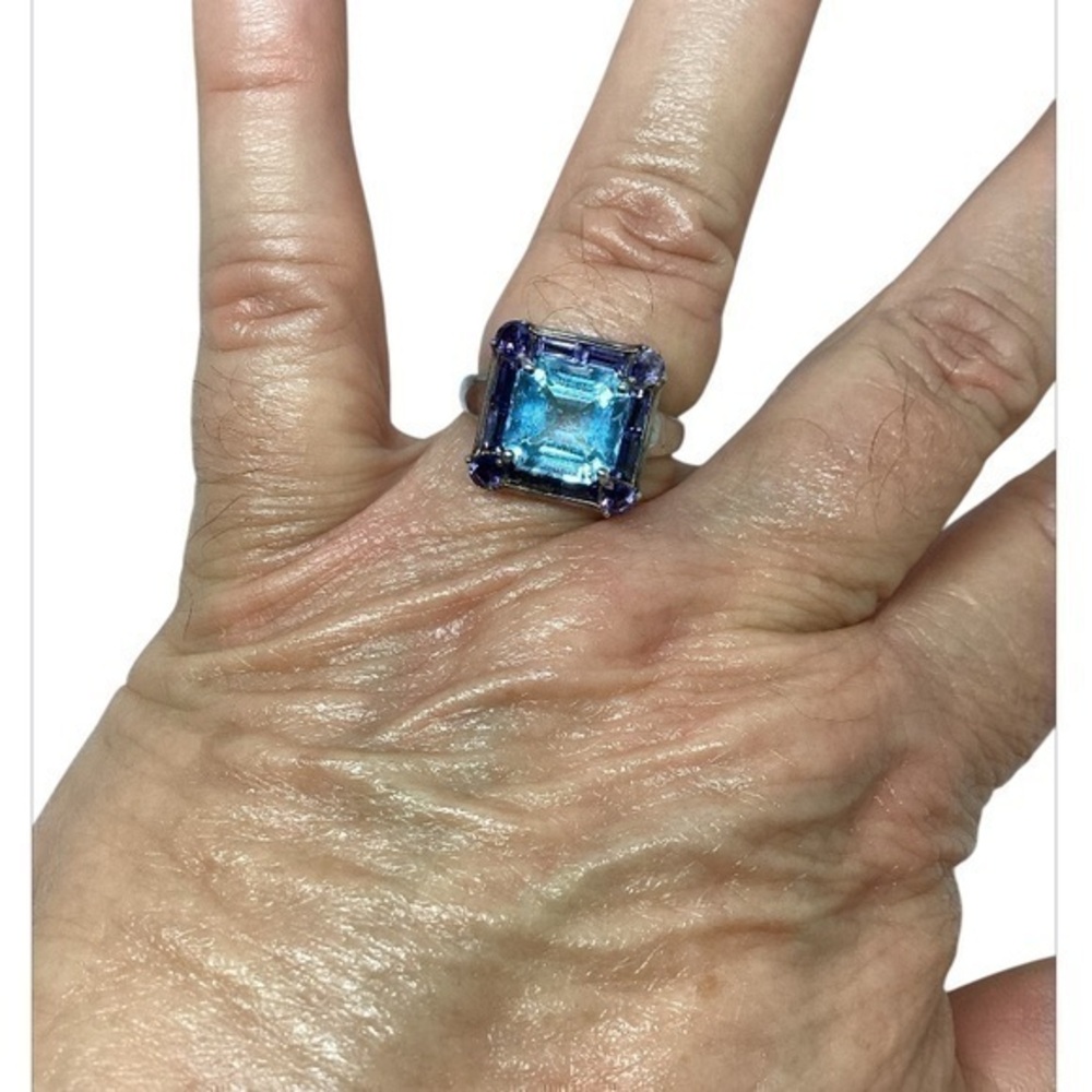 Sterling silver blue gemstone ring